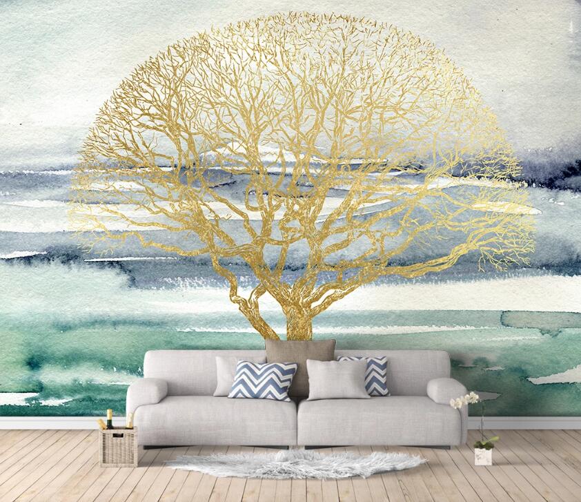 3D Golden Tree WC56 Wall Murals Wallpaper AJ Wallpaper 2 