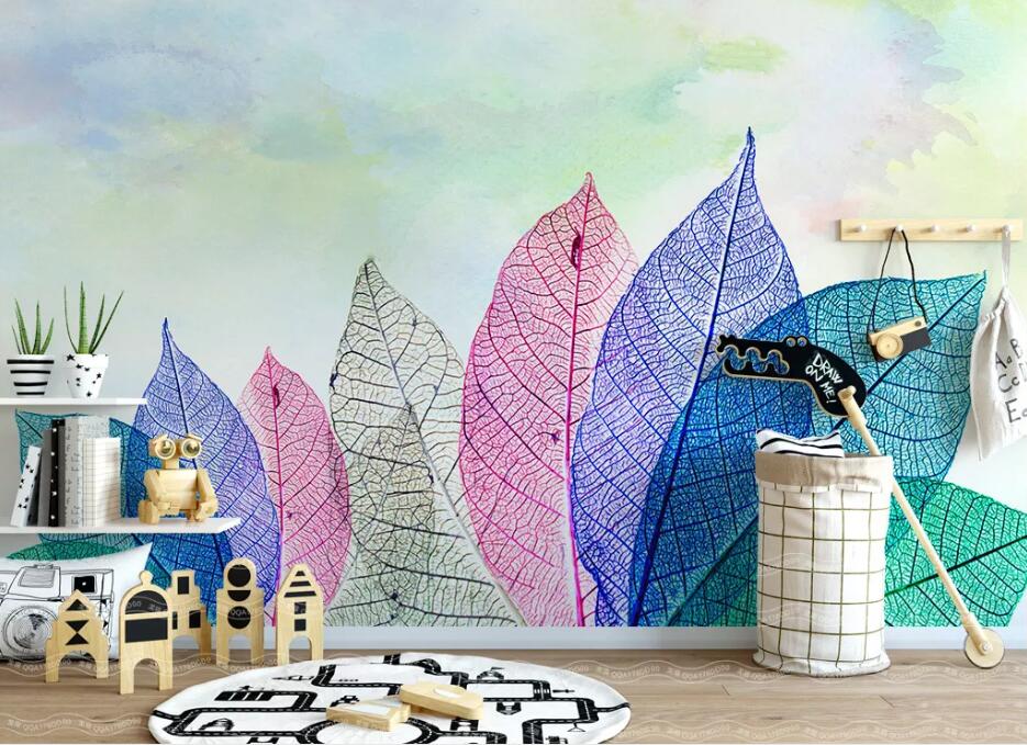 3D Colored Leaves WC1557 Wall Murals