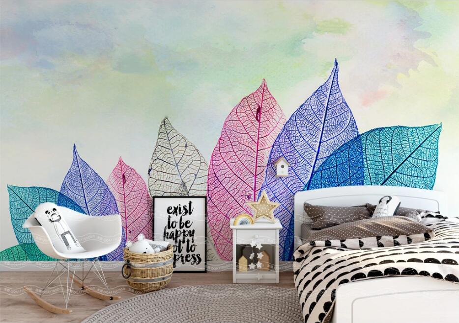 3D Colored Leaves WC1557 Wall Murals