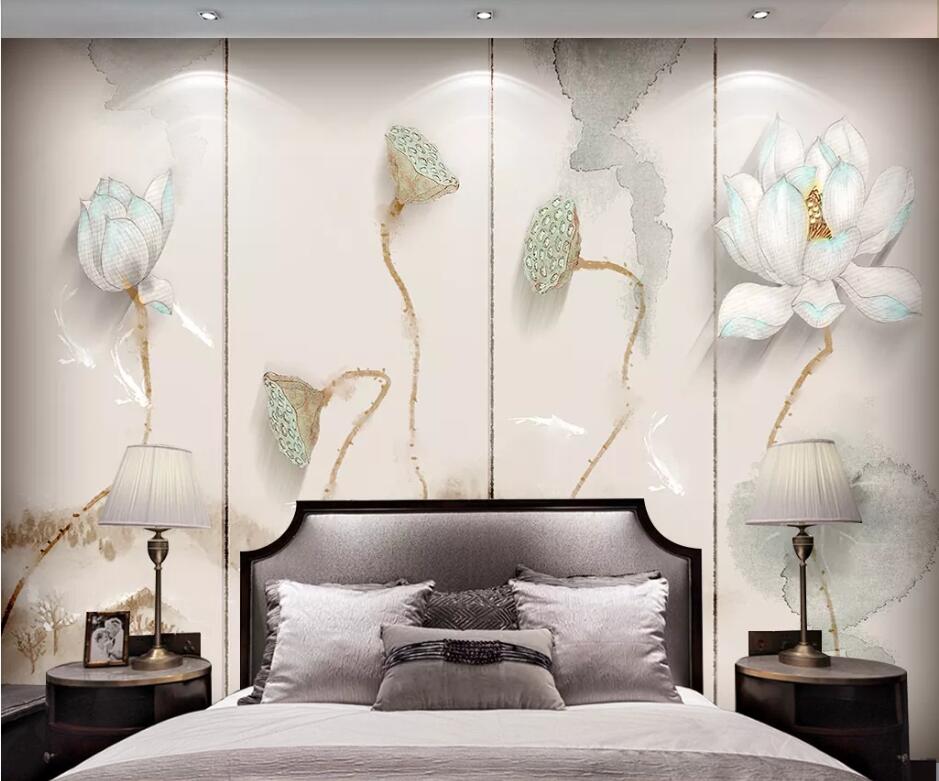 3D Lotus Seed Fish WC1448 Wall Murals