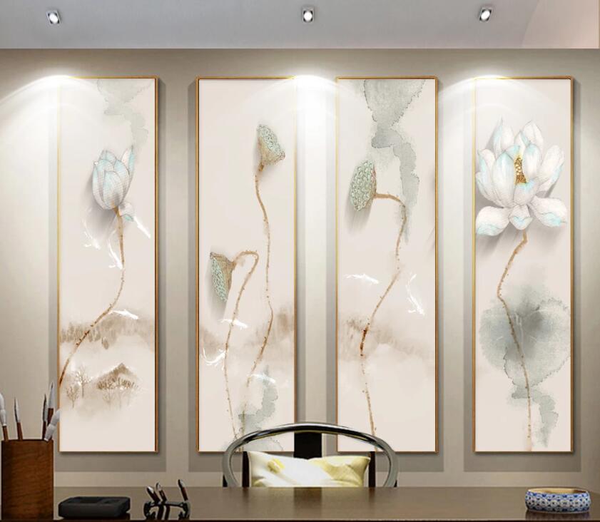 3D Lotus Seed Fish WC1448 Wall Murals