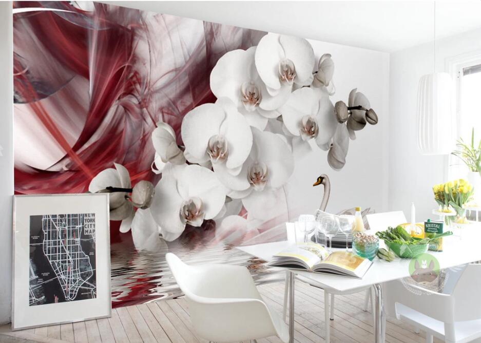 3D Flower Swan WC1407 Wall Murals