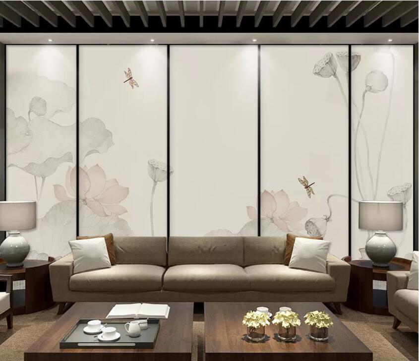 3D Dragonfly Lotus WC1362 Wall Murals