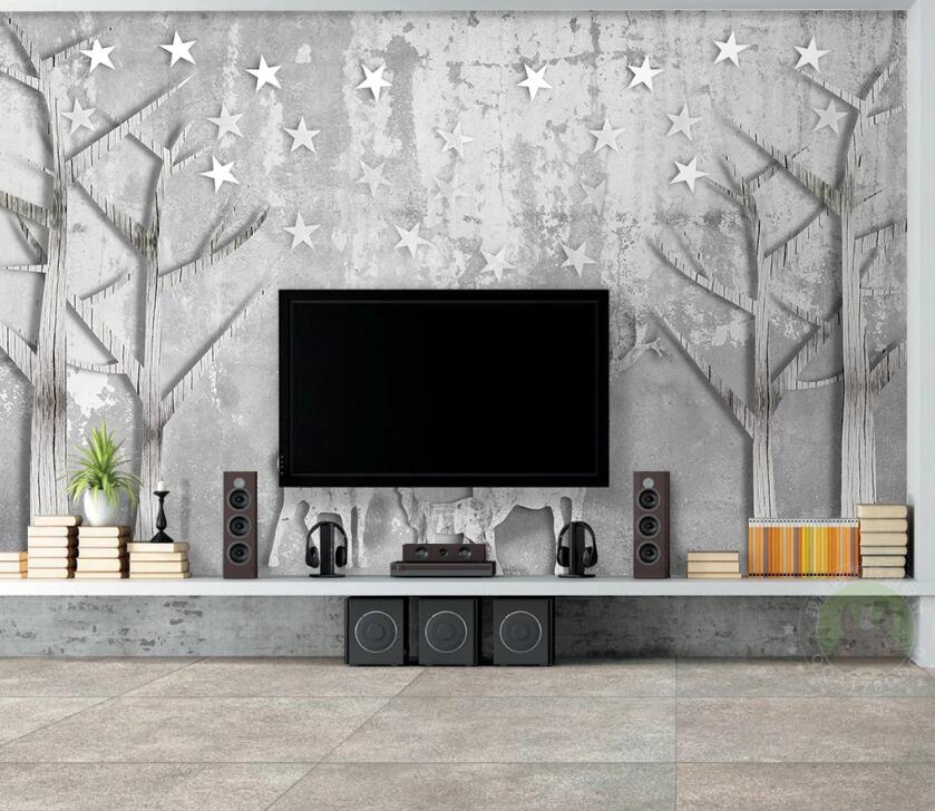 3D Star Deer Tree WC1347 Wall Murals