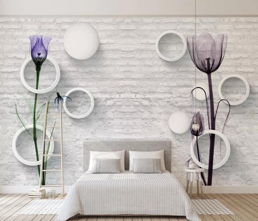 3D Purple Flower WC1342 Wall Murals