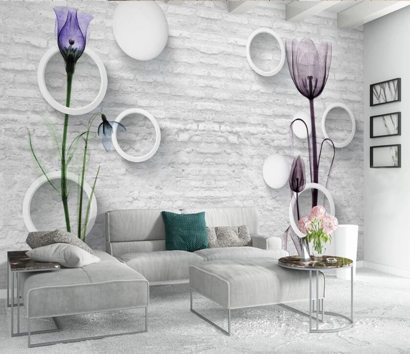 3D Purple Flower WC1342 Wall Murals