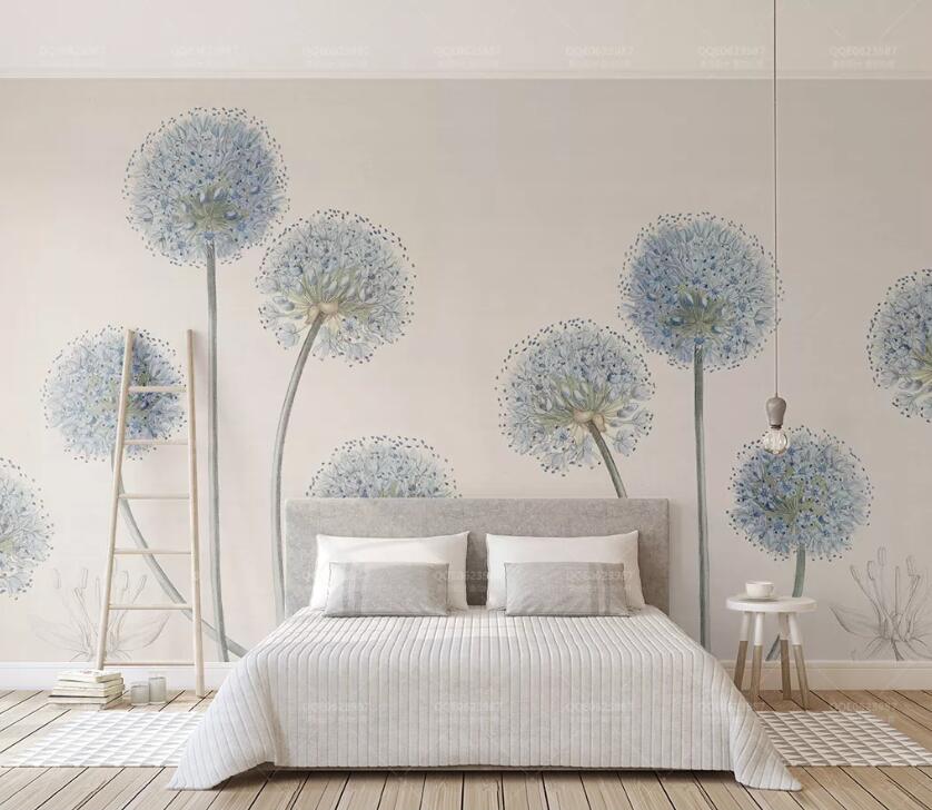 3D Blue Dandelion WC1329 Wall Murals