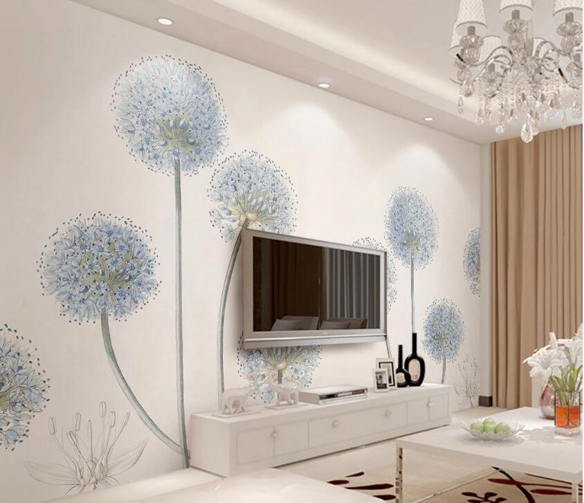 3D Blue Dandelion WC1329 Wall Murals