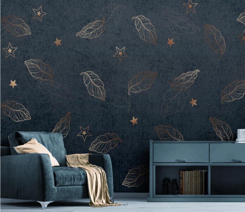 3D Golden Leaves WC96 Wall Murals Wallpaper AJ Wallpaper 2 