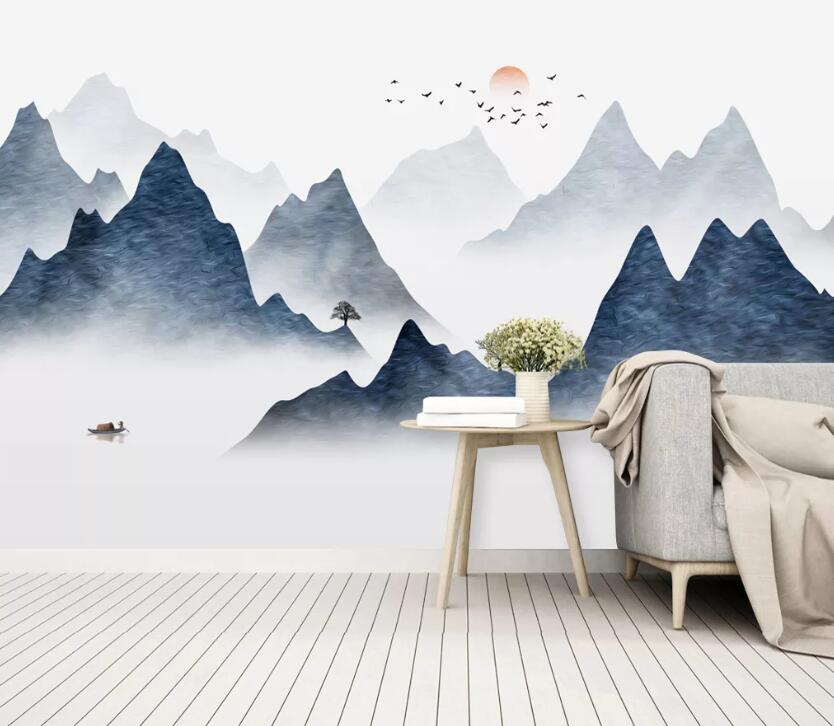 3D Mountain Tree WC2668 Wall Murals