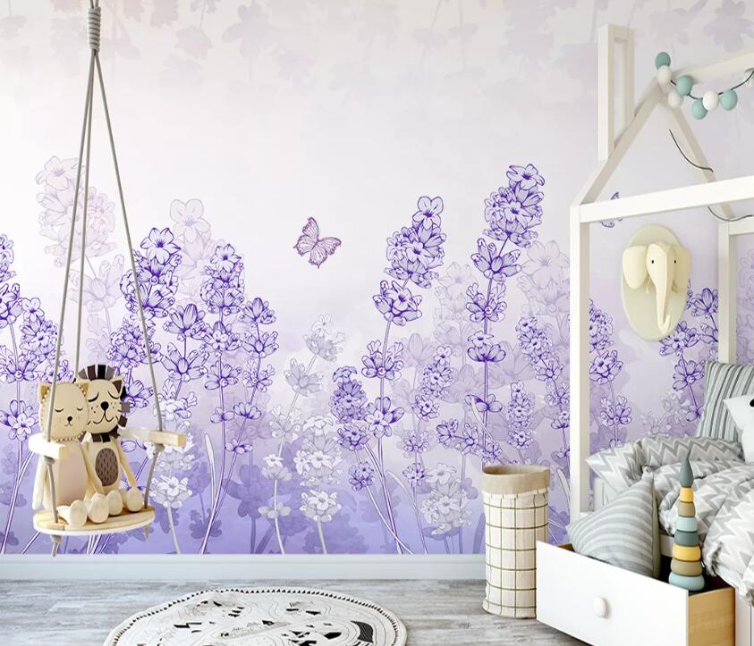 3D Purple Flower WC2656 Wall Murals