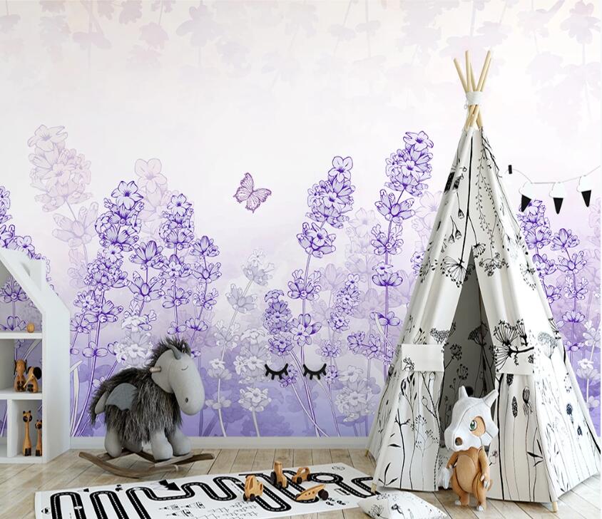 3D Purple Flower WC2656 Wall Murals