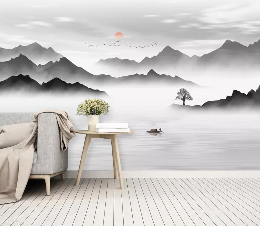 3D Fog Cloud Bird WC2647 Wall Murals