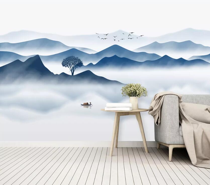 3D Cloud Fog Bird WC2646 Wall Murals