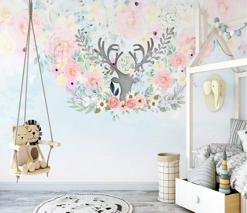 3D Antler Flower WC2636 Wall Murals