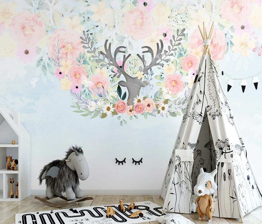 3D Antler Flower WC2636 Wall Murals