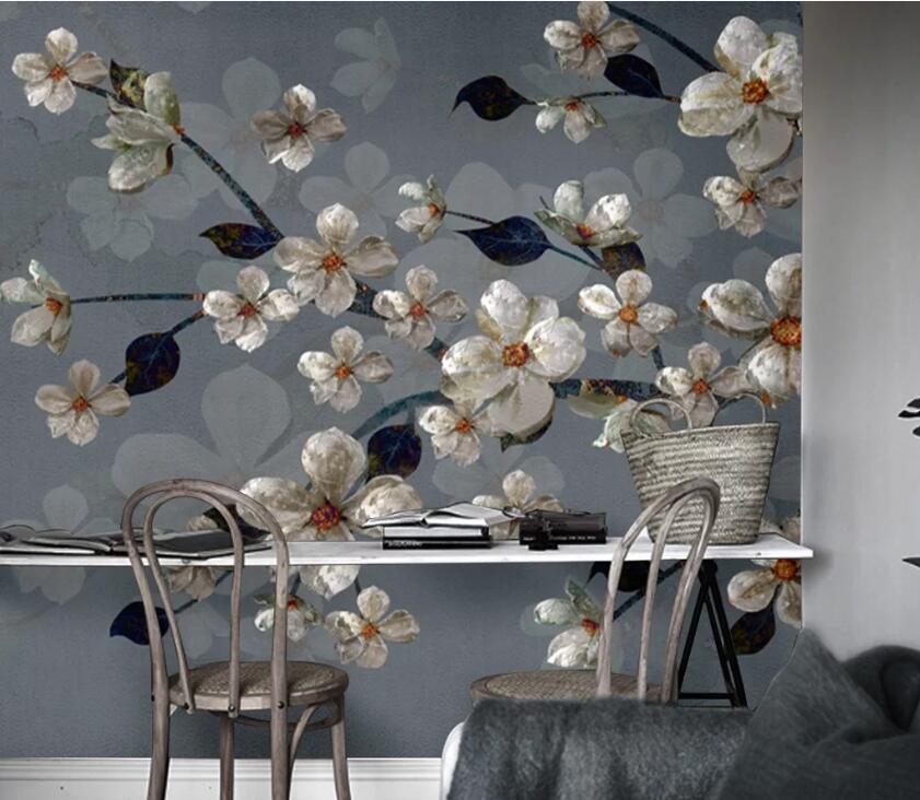 3D White Flower WC2633 Wall Murals