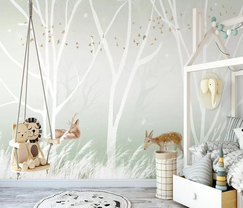 3D White Tree WC2592 Wall Murals