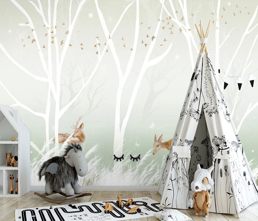 3D White Tree WC2592 Wall Murals