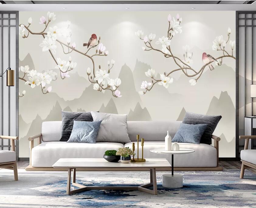 3D White Plum Bird WC2593 Wall Murals