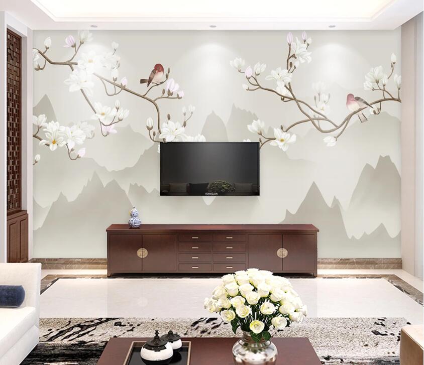 3D White Plum Bird WC2593 Wall Murals