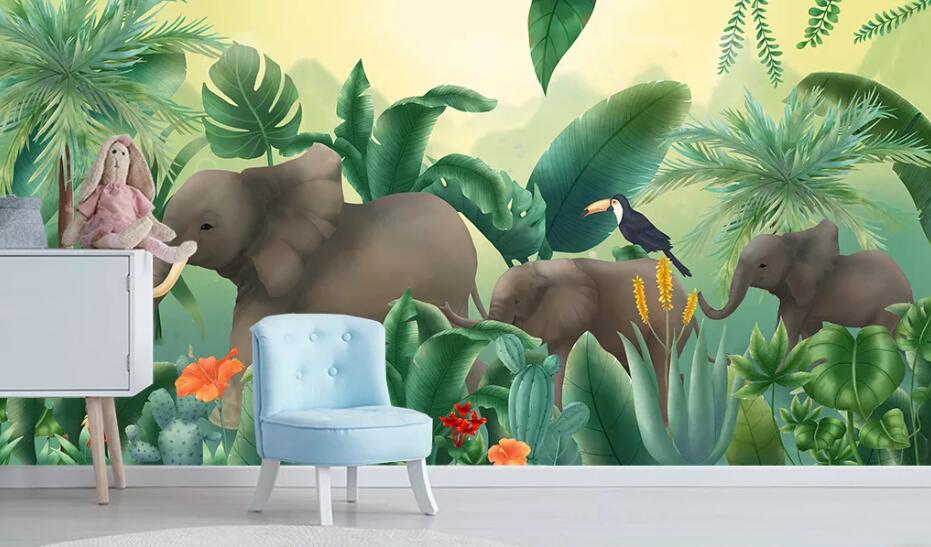 3D Elephant Forest WC94 Wall Murals Wallpaper AJ Wallpaper 2 