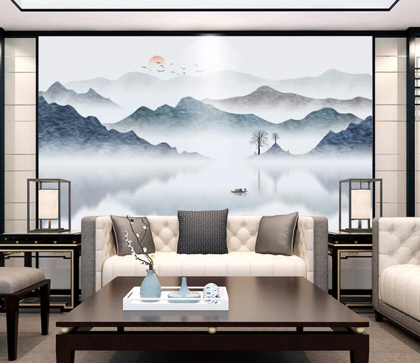 3D Hillside Sun WC2527 Wall Murals