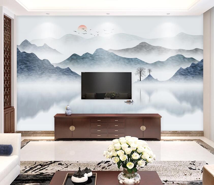 3D Hillside Sun WC2527 Wall Murals