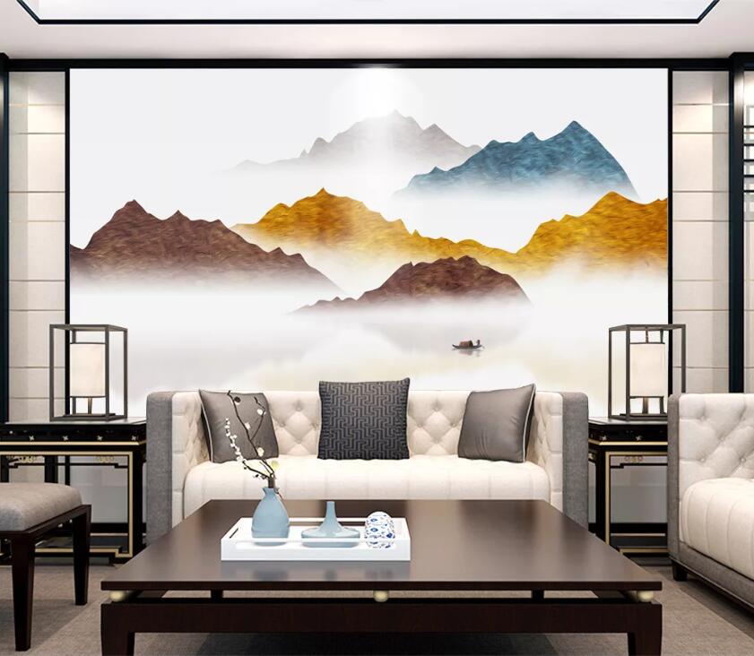 3D Gold Mountain WC2526 Wall Murals