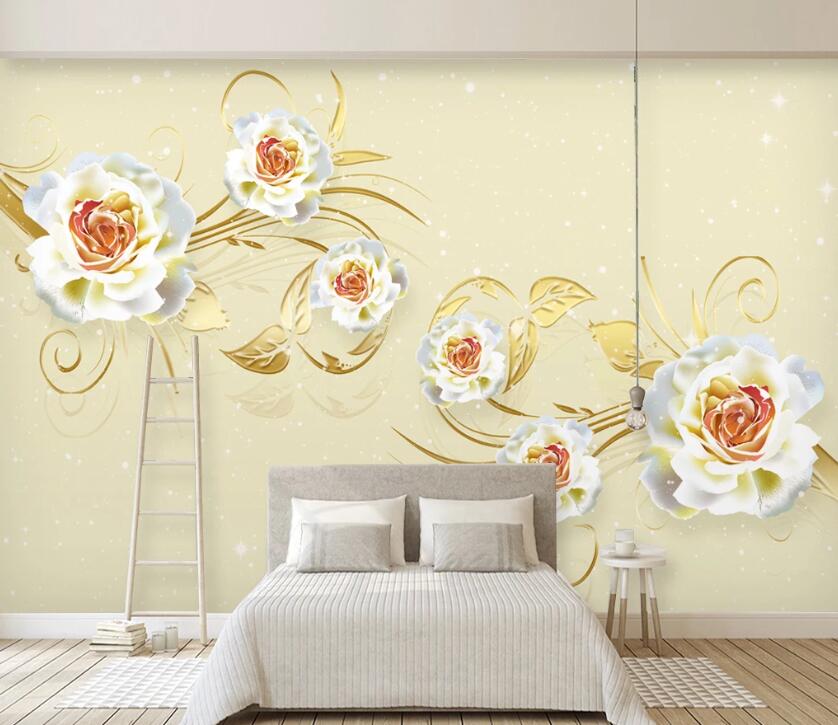 3D Golden Leaf WC2522 Wall Murals