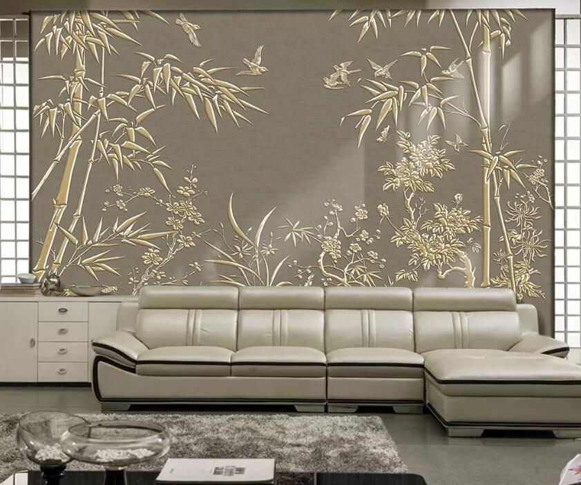 3D Embossed Bamboo WC2509 Wall Murals