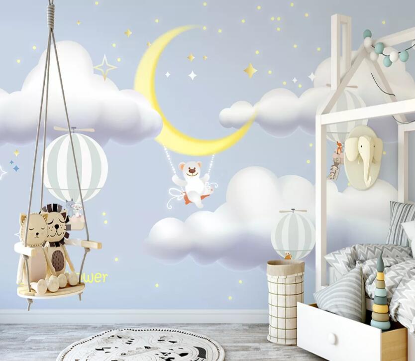 3D Moon White Cloud WC2480 Wall Murals