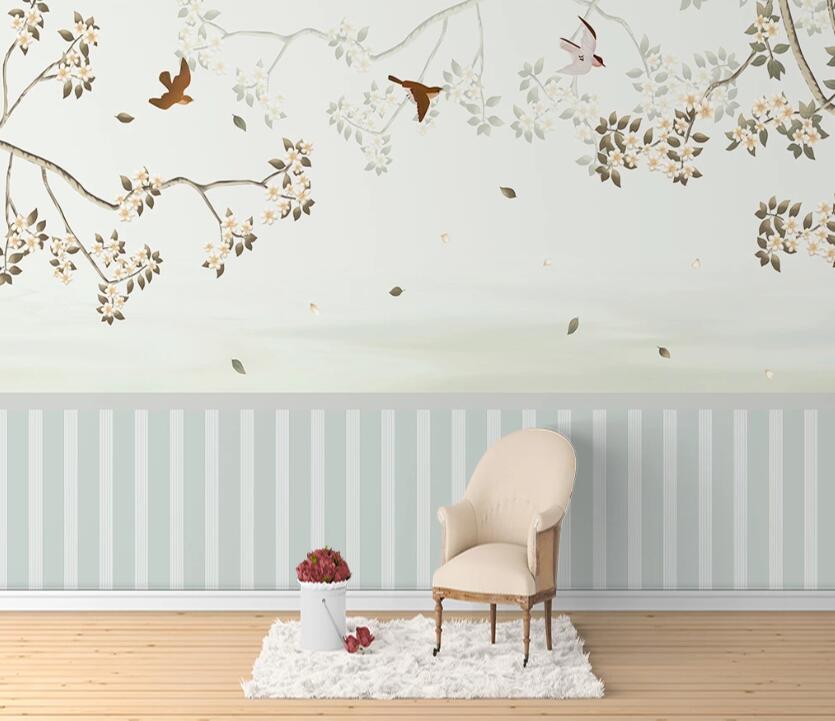 3D Petal Magpie WC2450 Wall Murals