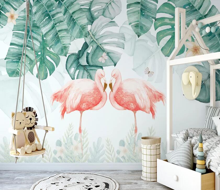 3D Flower Flamingo WC2446 Wall Murals