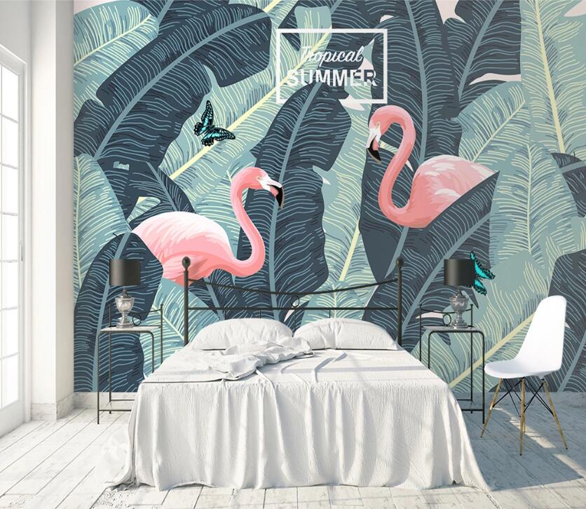 3D Flamingo Plant WC75 Wall Murals Wallpaper AJ Wallpaper 2 