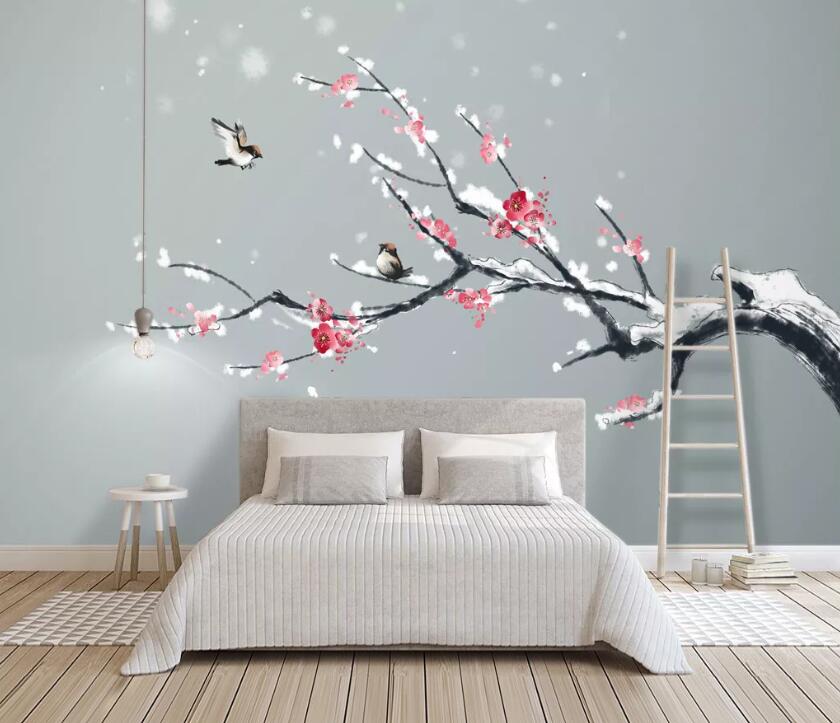 3D Red Plum Bird WC2427 Wall Murals