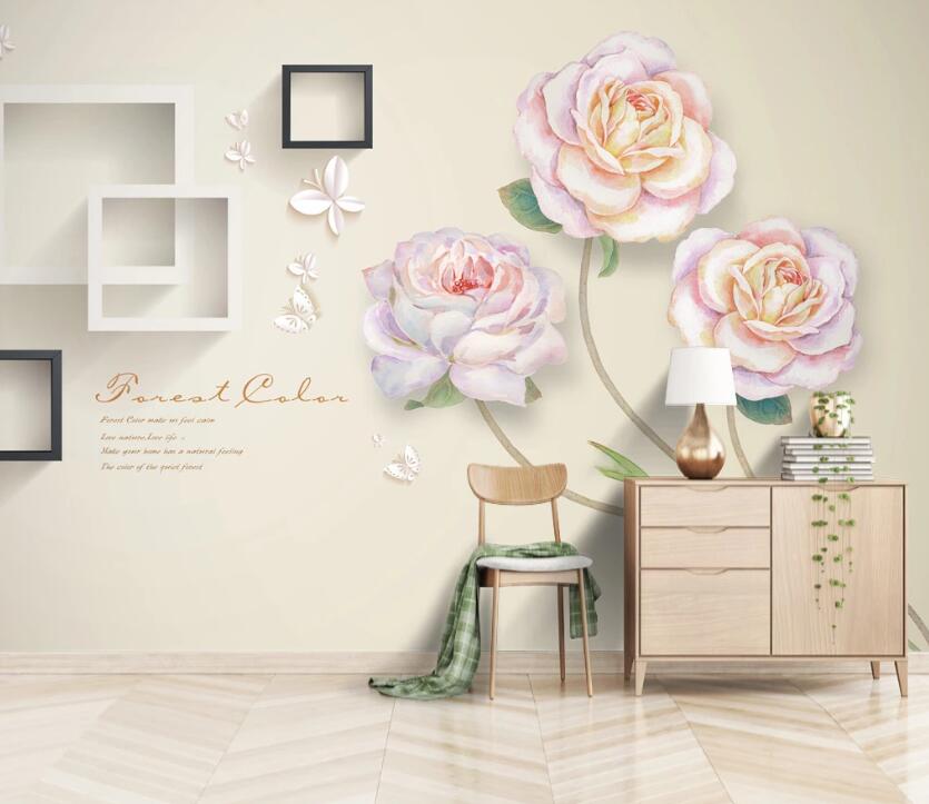 3D Butterfly Lotus WC2424 Wall Murals