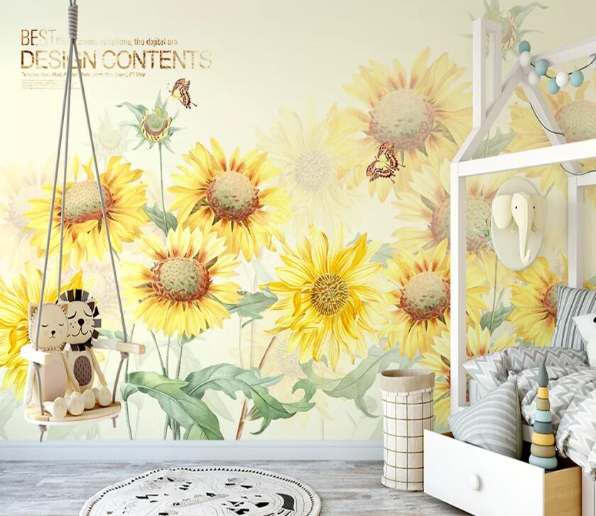 3D Blooming Sunflower WC2418 Wall Murals