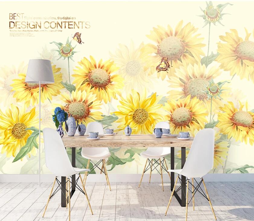 3D Sunflower WC50 Wall Murals Wallpaper AJ Wallpaper 2 