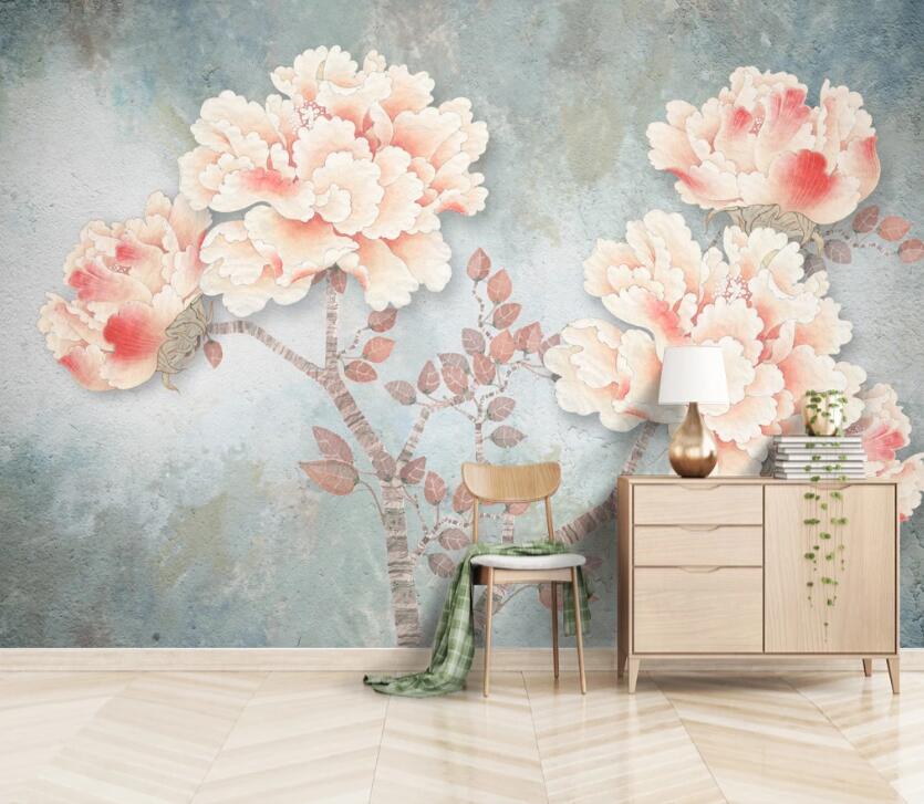 3D Peony Flower WC2410 Wall Murals