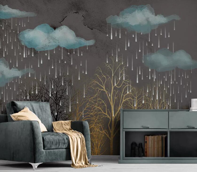 3D Cloud Rain WC2400 Wall Murals