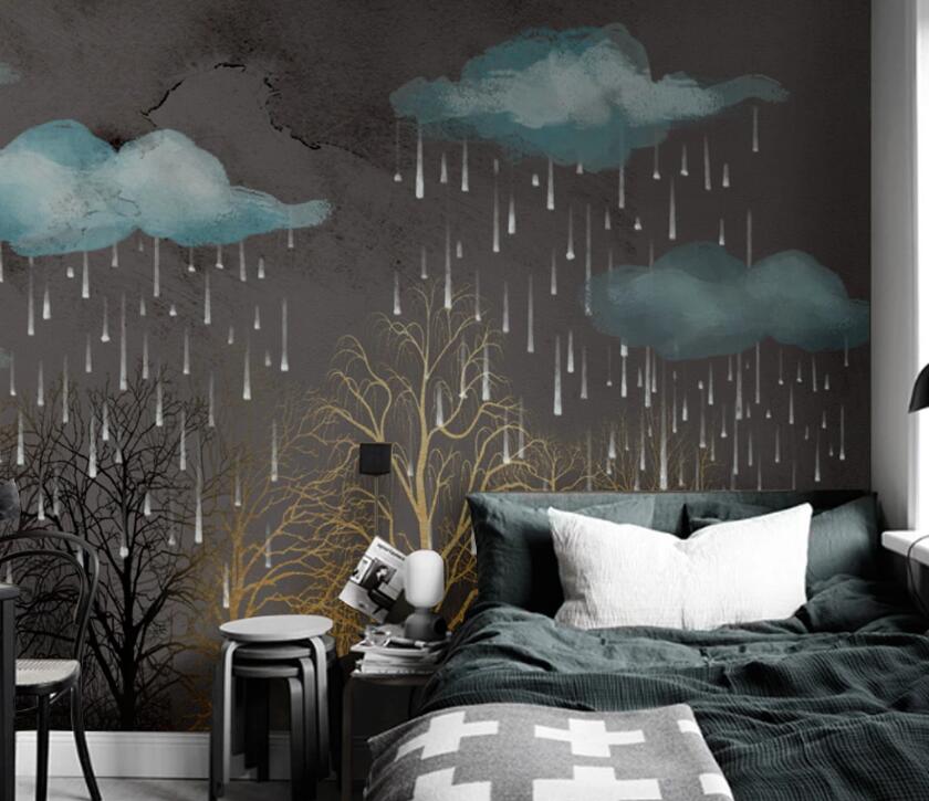 3D Cloud Rain WC2400 Wall Murals