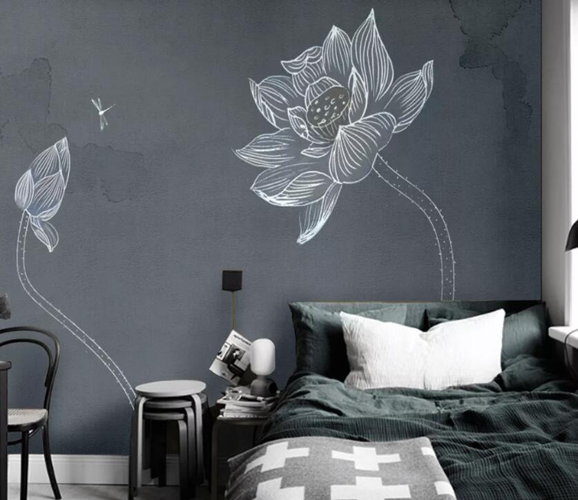 3D Lotus Line WC94 Wall Murals Wallpaper AJ Wallpaper 2 