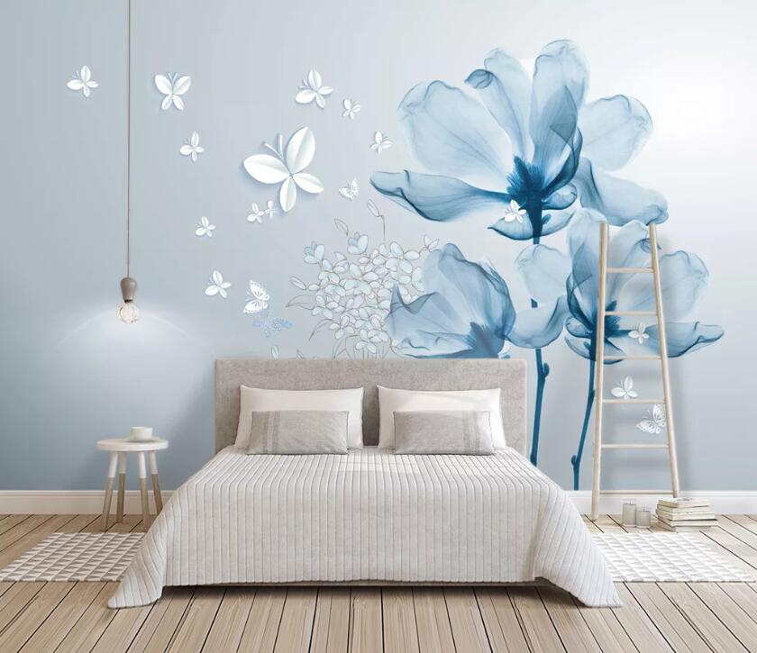 3D Lotus Butterfly WC2395 Wall Murals