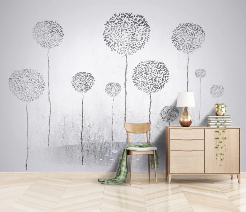 3D Black Dandel WC2379 Wall Murals