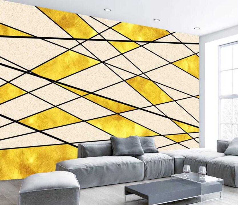 3D Golden Geometry WC56 Wall Murals Wallpaper AJ Wallpaper 2 