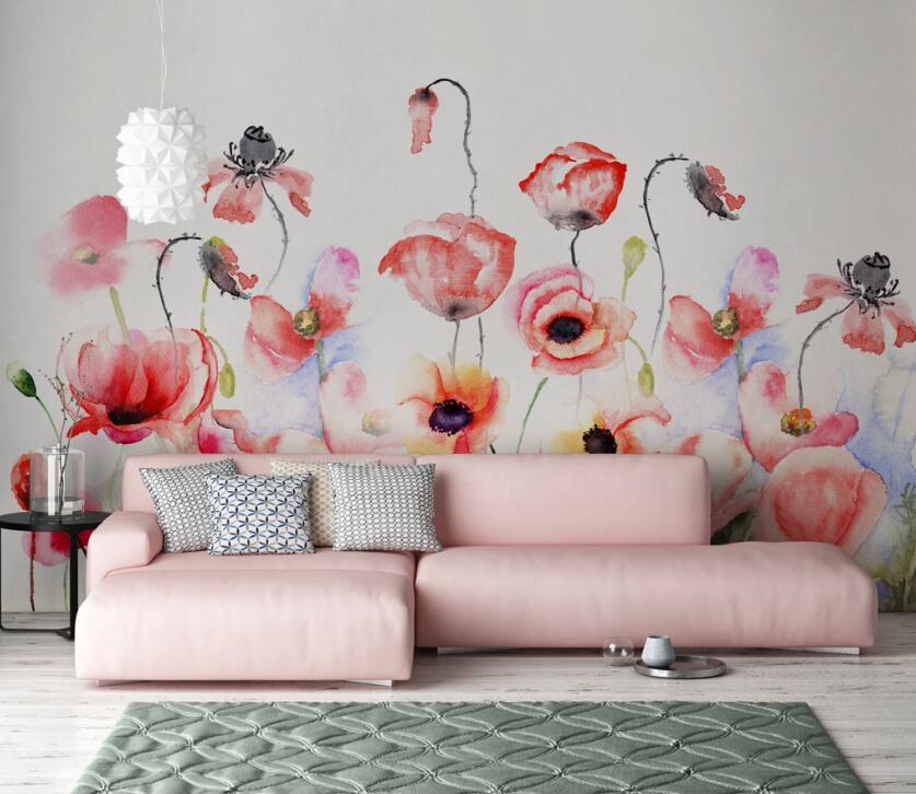 3D Watercolor Rose WC2367 Wall Murals