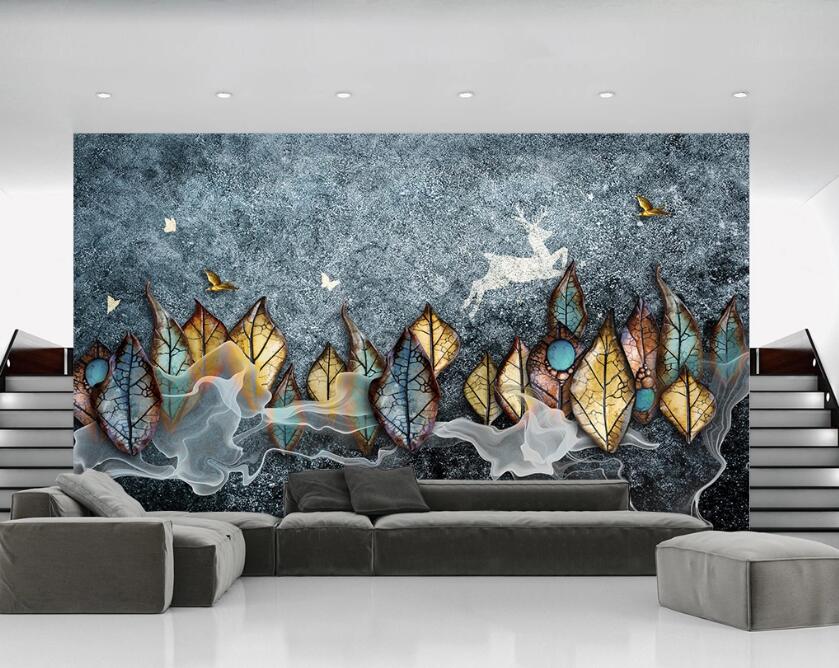 3D Leaf Texture WC2358 Wall Murals