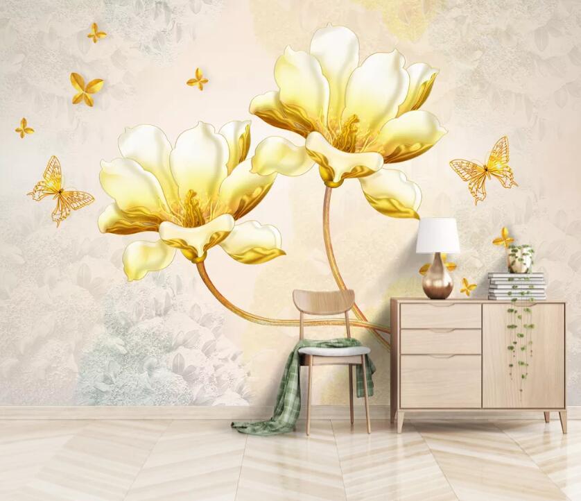 3D Golden Butterfly WC2353 Wall Murals