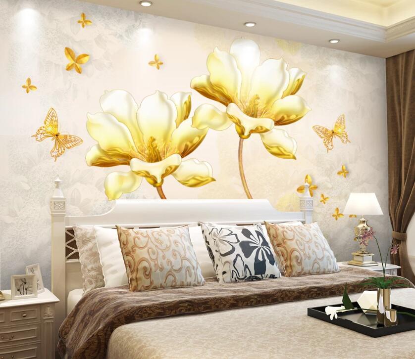 3D Golden Lotus WC34 Wall Murals Wallpaper AJ Wallpaper 2 